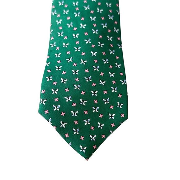 Brooks Brothers 346 Men's Green Butterfly Print Pure Silk Necktie - Picture 3 of 7